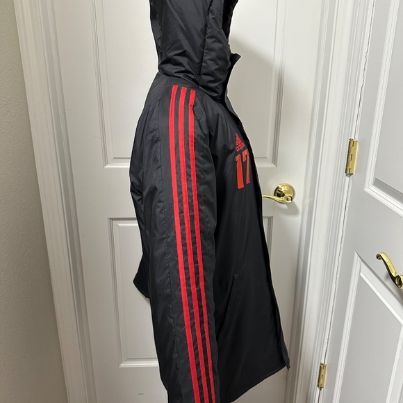 Adidas Long Stadium Sports Soccer Winter Coat Jacket Black Unisex X-Small - Picture 2 of 16